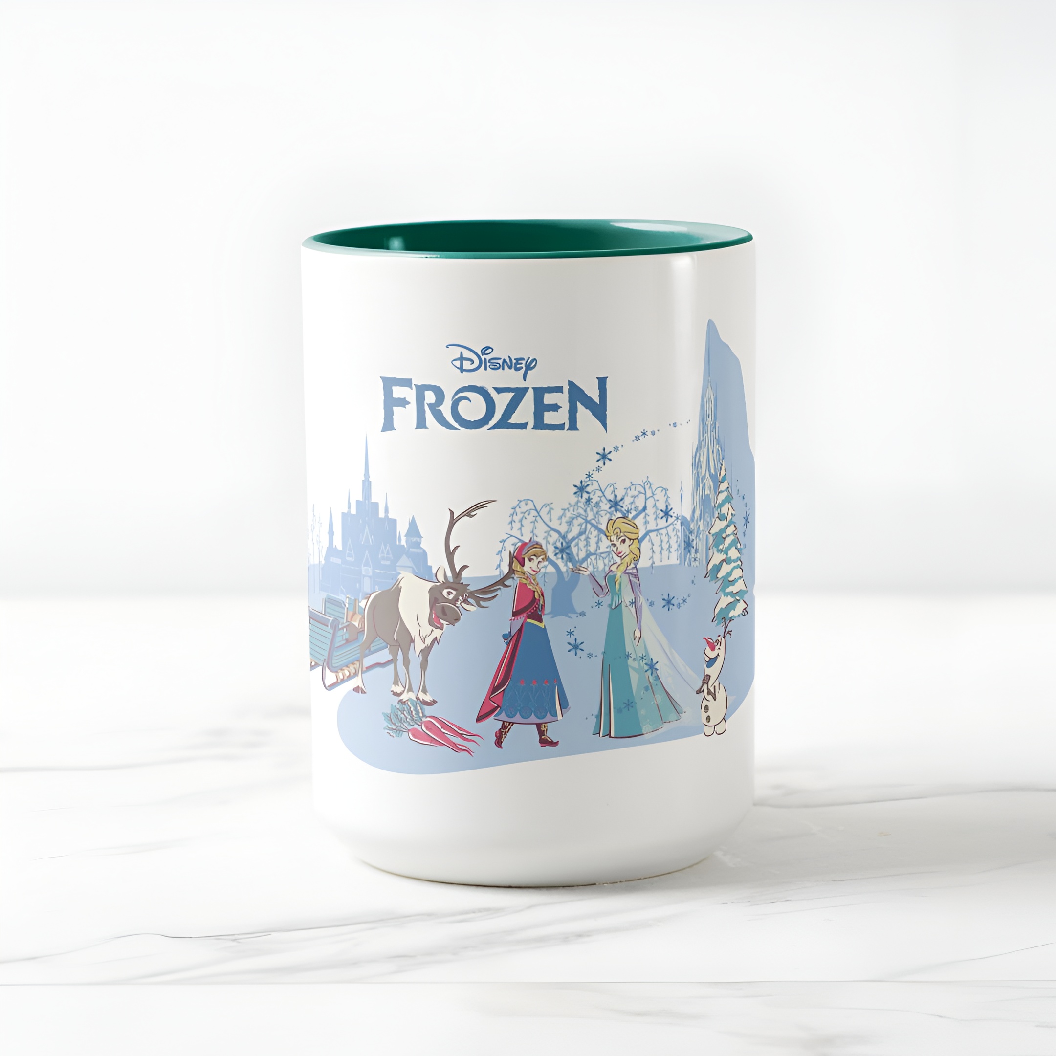Frozen Blue Pastel Two-Tone Mug Sven Anna Elsa Olaf Ceramic Coffee Cup