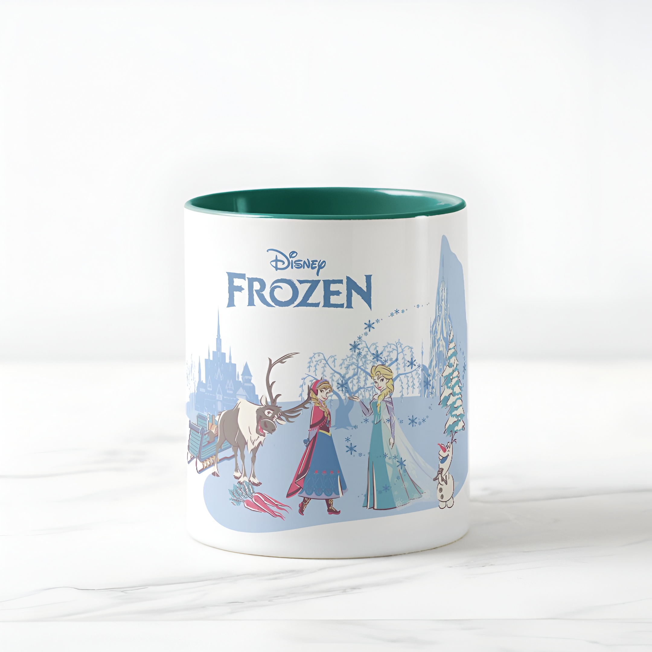 Frozen Blue Pastel Two-Tone Mug Sven Anna Elsa Olaf Ceramic Coffee Cup