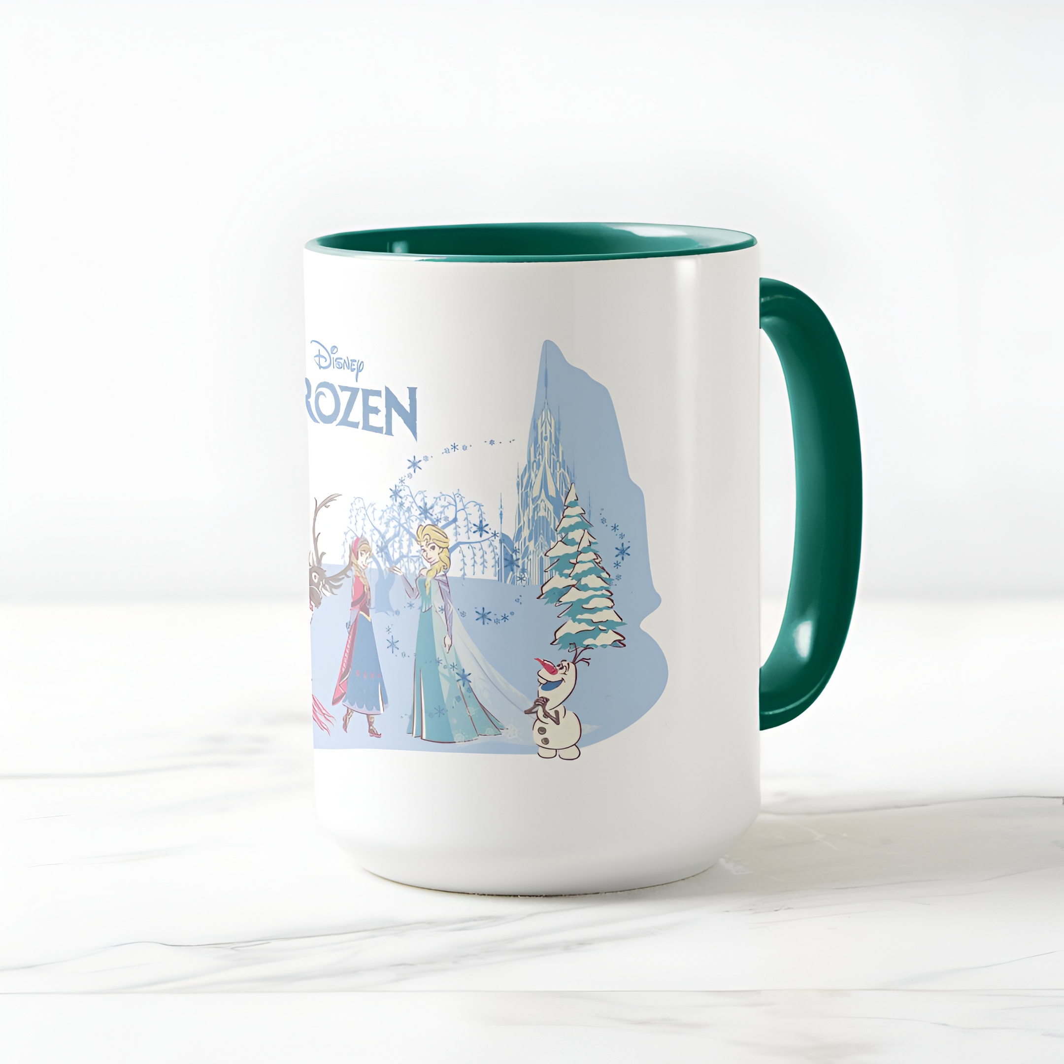 Frozen Blue Pastel Two-Tone Mug Sven Anna Elsa Olaf Ceramic Coffee Cup