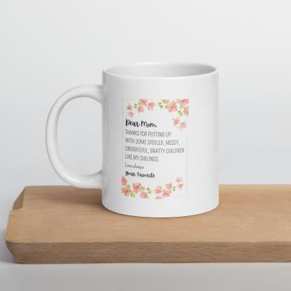 Dear Mom Sentimental Mom Mug with Floral Design and Glossy Ceramic - Inspire Cups