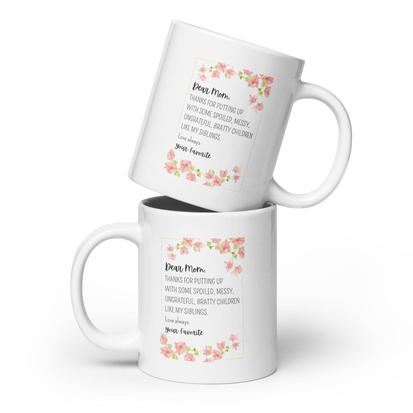 Dear Mom Sentimental Mom Mug with Floral Design and Glossy Ceramic - Inspire Cups