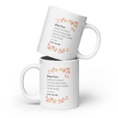 Dear Mom Sentimental Mom Mug with Floral Design and Glossy Ceramic - Inspire Cups