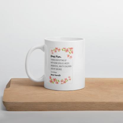 Dear Mom Sentimental Mom Mug with Floral Design and Glossy Ceramic - Inspire Cups
