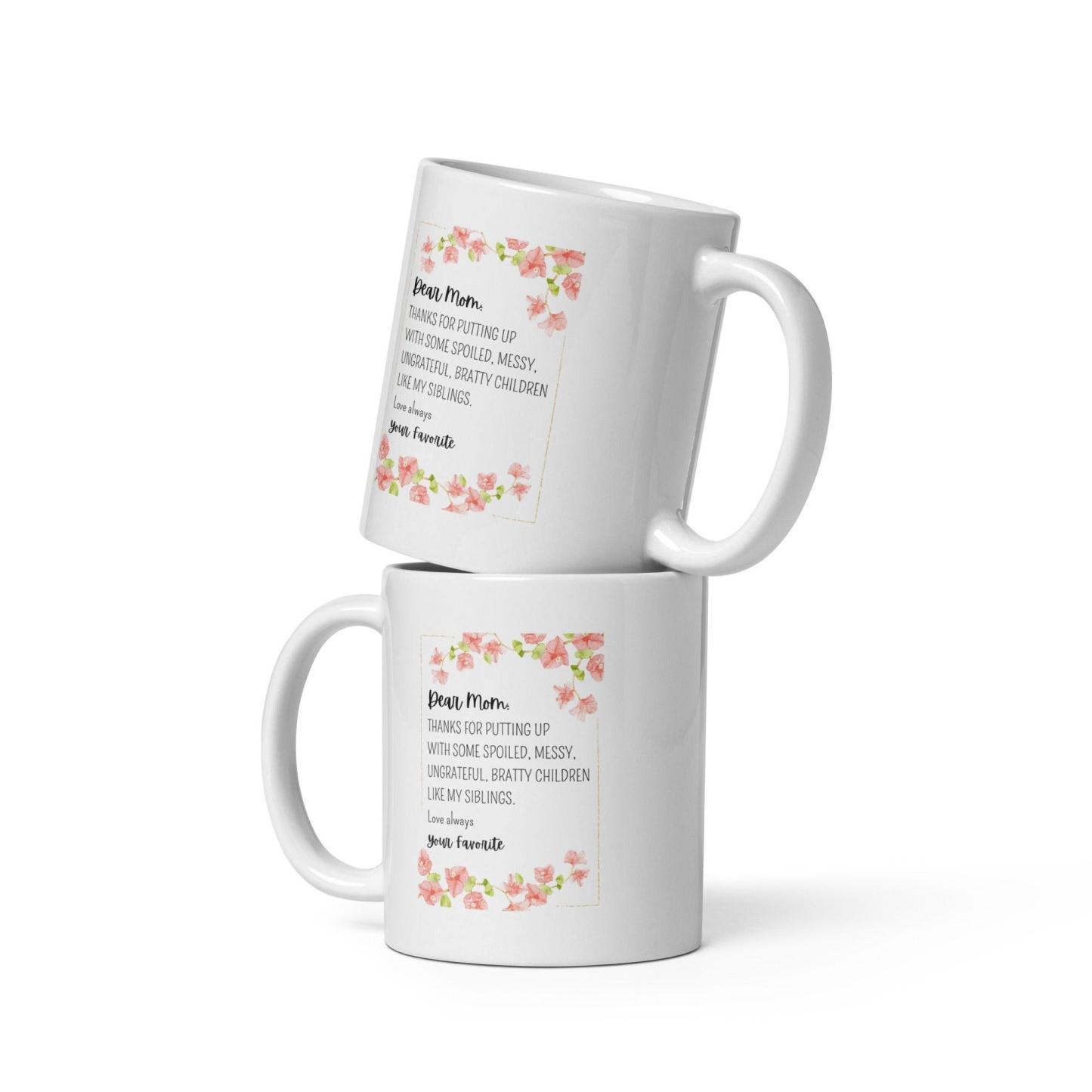 Dear Mom Sentimental Mom Mug with Floral Design and Glossy Ceramic - Inspire Cups
