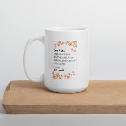 Dear Mom Sentimental Mom Mug with Floral Design and Glossy Ceramic - Inspire Cups