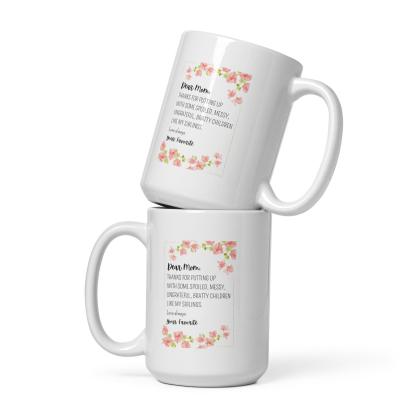 Dear Mom Sentimental Mom Mug with Floral Design and Glossy Ceramic - Inspire Cups