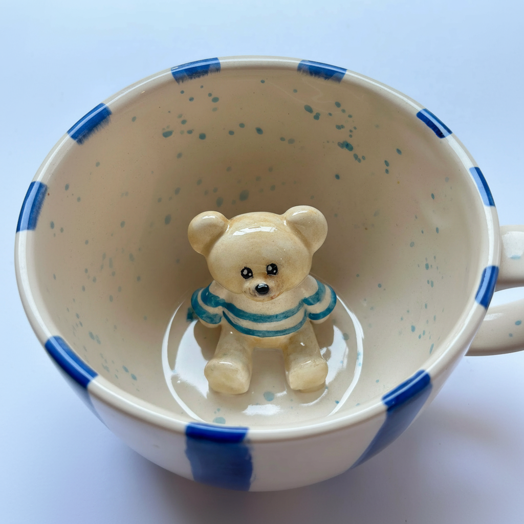 Handcrafted Teddy Bear Ceramic Coffee Mug