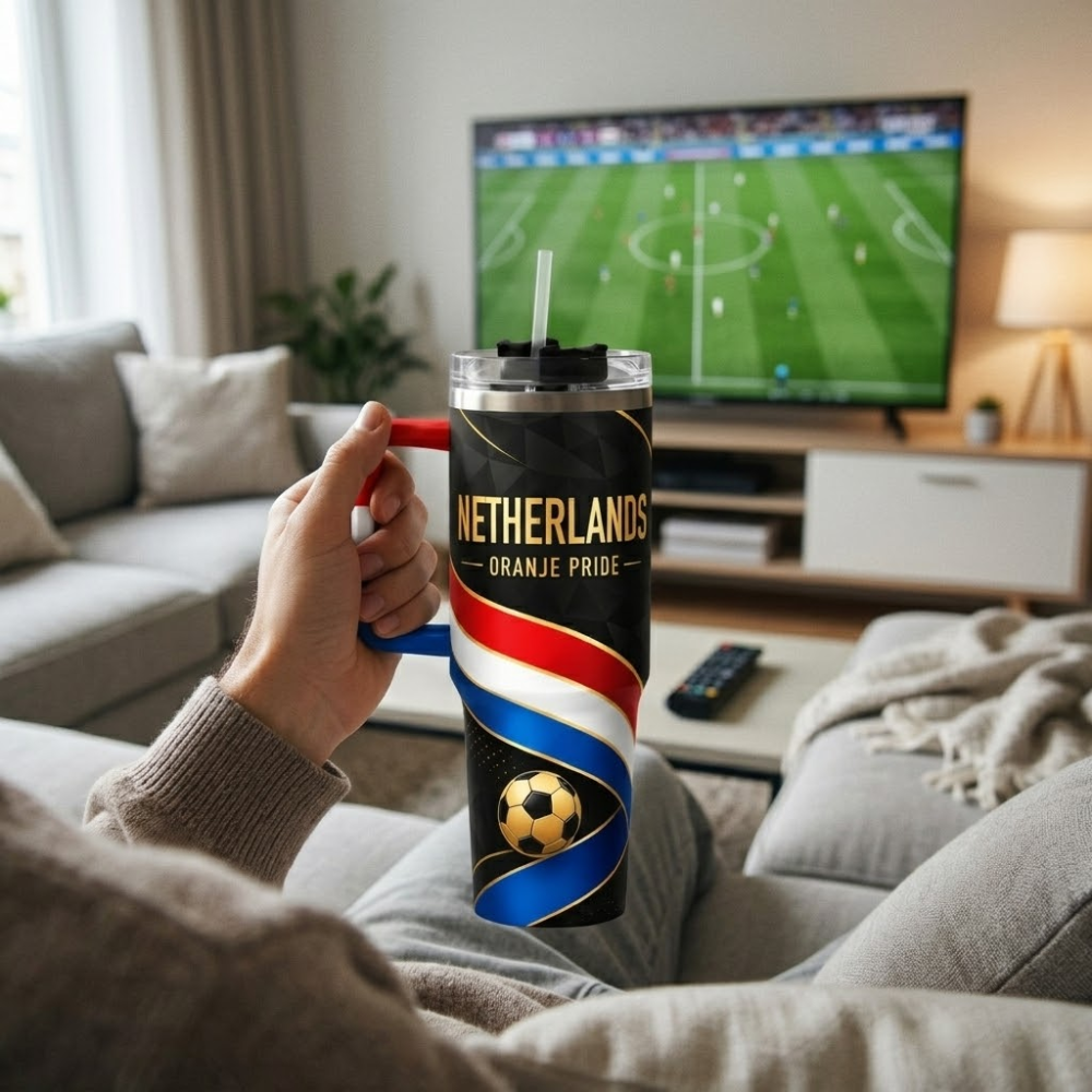 FIFA 2026 Netherlands Football Sports All Over Printed 40oz Tumbler With Straw And Lid