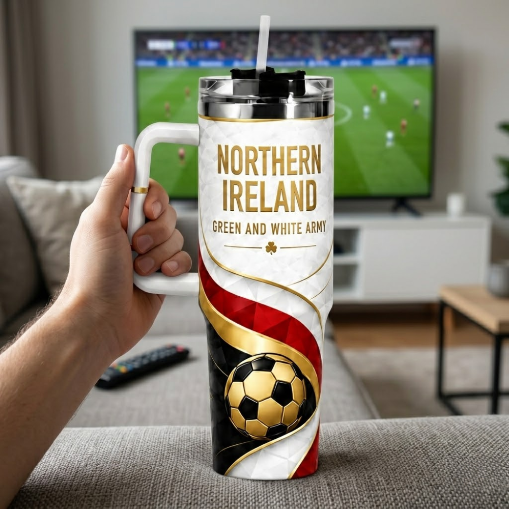 FIFA 2026 Northern Ireland Football Sports All Over Printed 40oz Tumbler With Straw And Lid