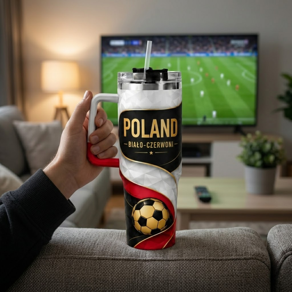 FIFA 2026 Poland Football Sports All Over Printed 40oz Tumbler With Straw And Lid