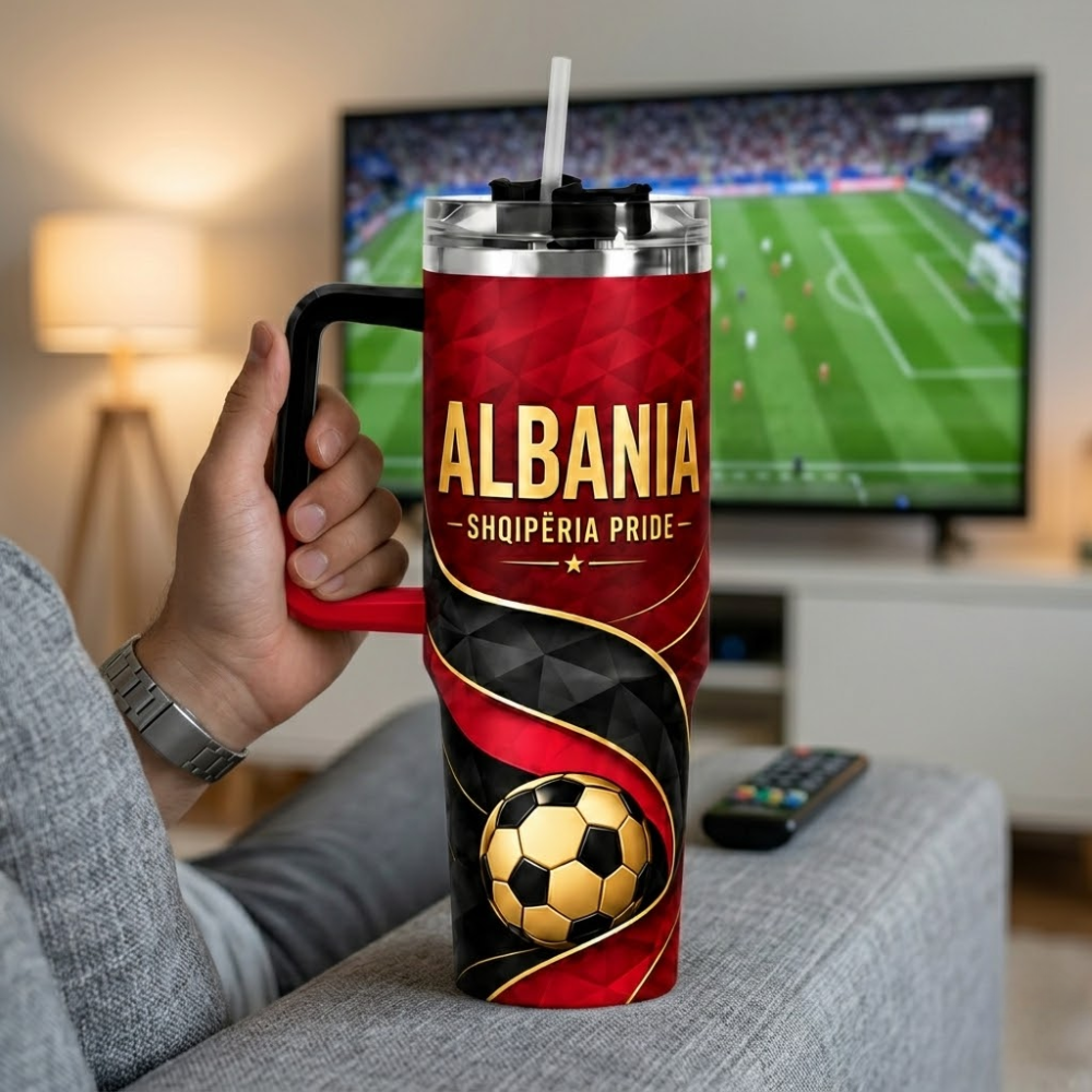 FIFA 2026 Albania Football Sports All Over Printed 40oz Tumbler With Straw And Lid