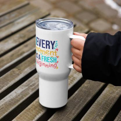Bright Inspirational Printed Travel Mug For New Beginnings - Inspire Cups