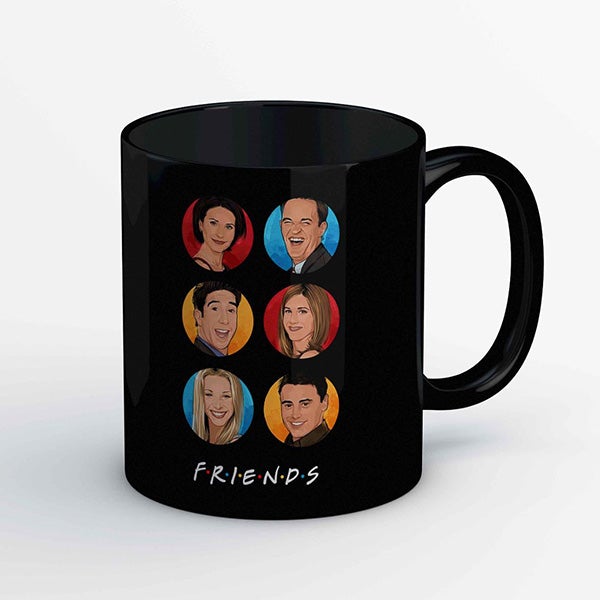 Friends Television Show Ceramic Mug With Cast Member Illustrations