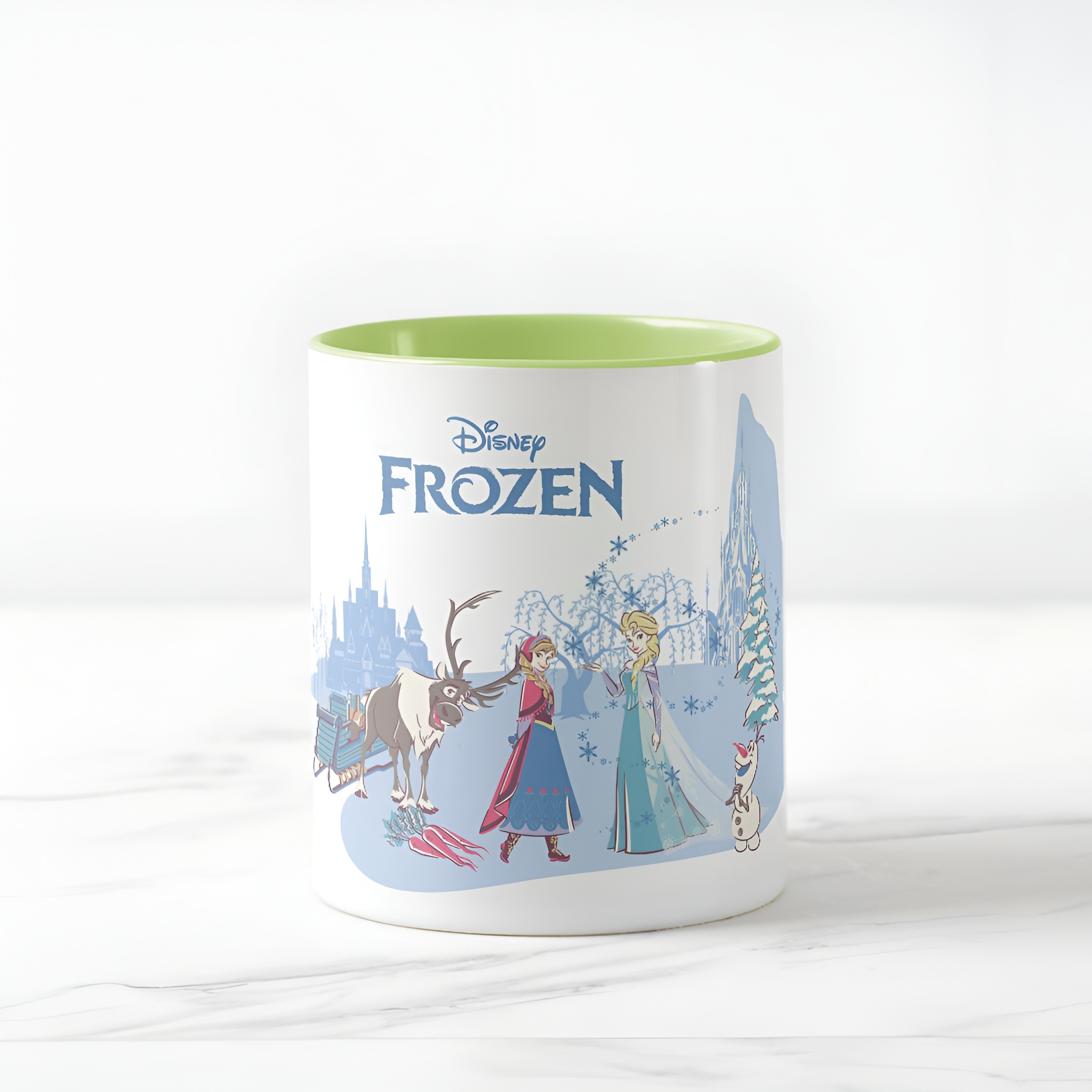 Frozen Blue Pastel Two-Tone Mug Sven Anna Elsa Olaf Ceramic Coffee Cup