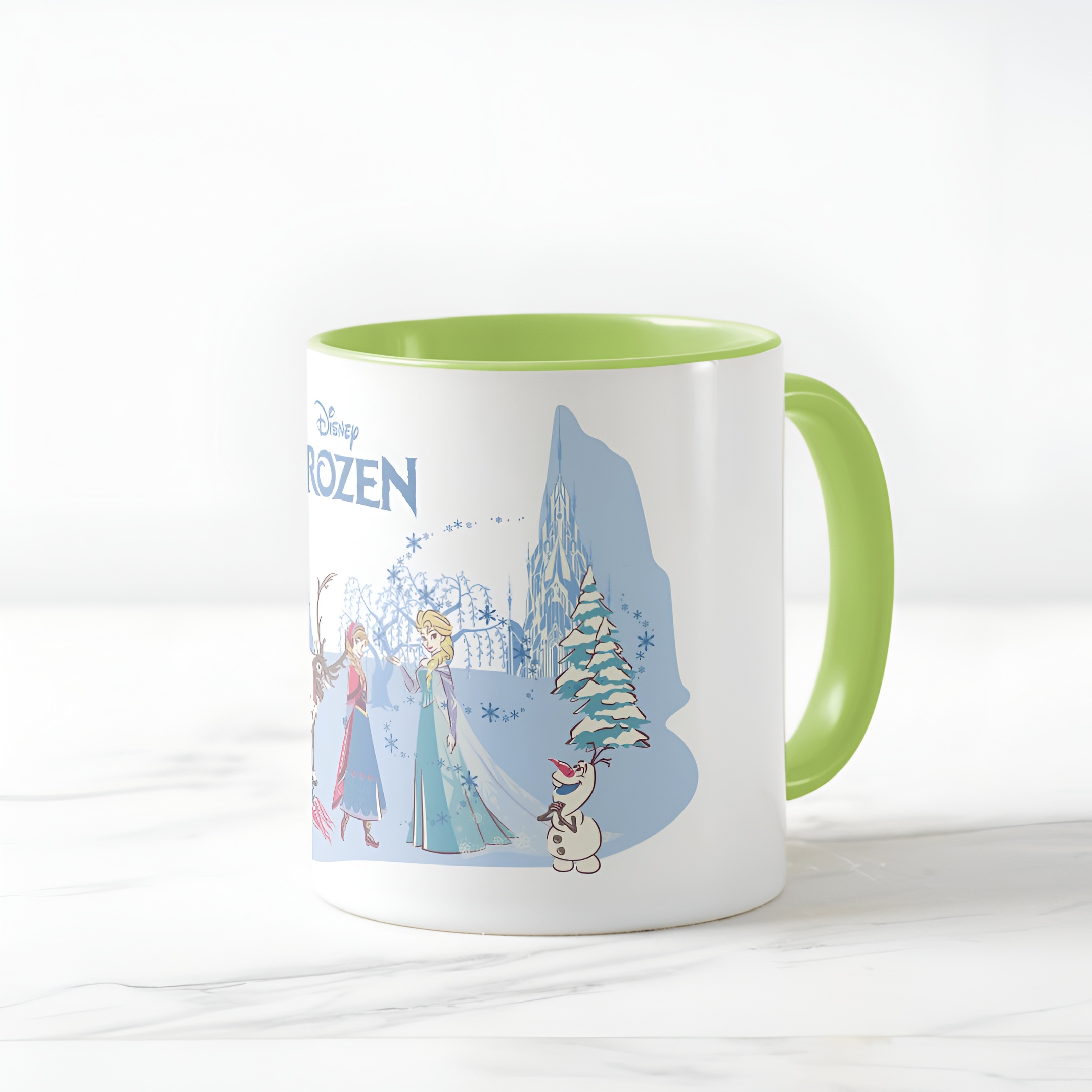 Frozen Blue Pastel Two-Tone Mug Sven Anna Elsa Olaf Ceramic Coffee Cup