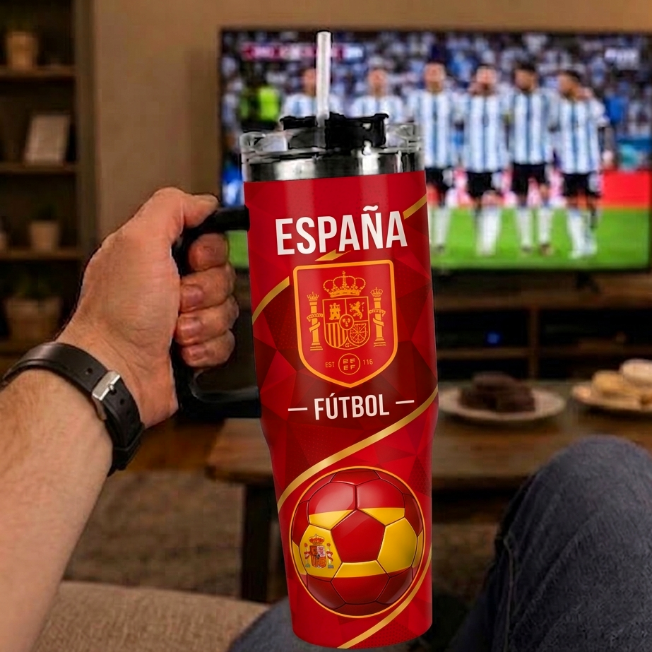 FIFA 2026 Spain Football Sports All Over Printed 40oz Tumbler With Straw And Lid