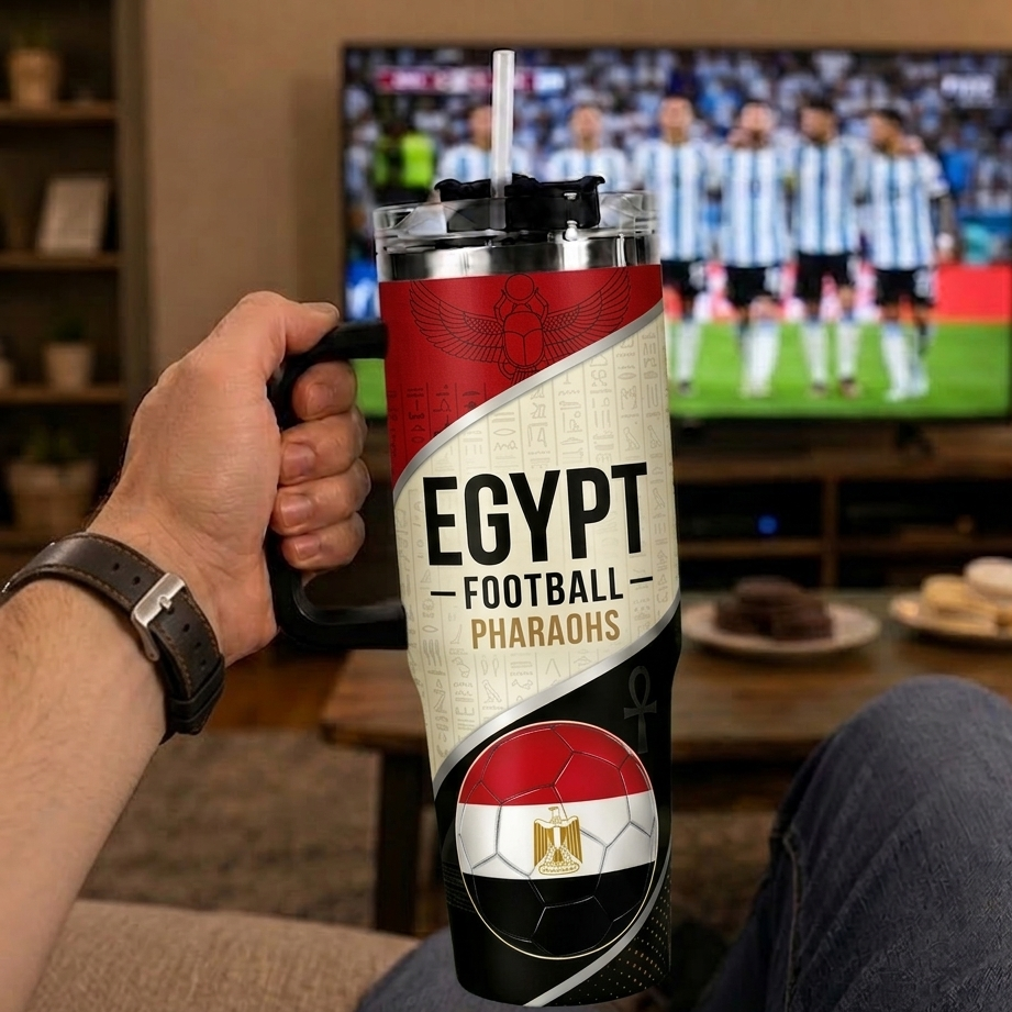 FIFA 2026 Egypt Football Sports All Over Printed 40oz Tumbler With Straw And Lid