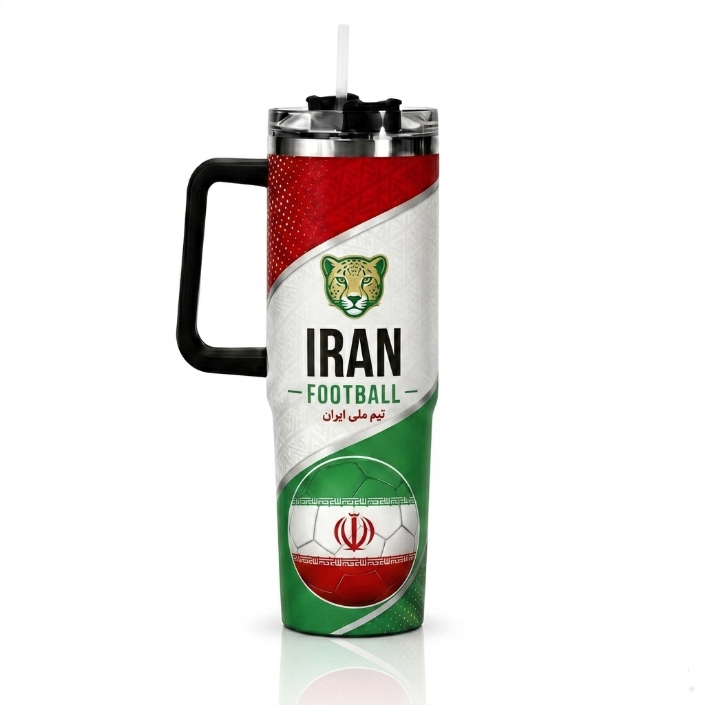 FIFA 2026 Iran Football Sports All Over Printed 40oz Tumbler With Straw And Lid