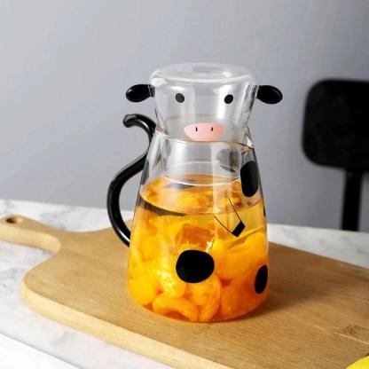 Cow Designed Glass Carafe And Cup Set - Inspire Cups