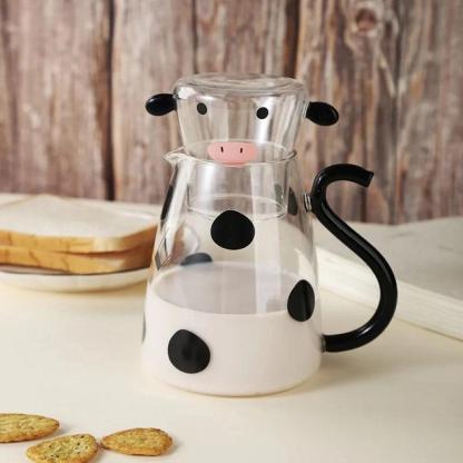 Cow Designed Glass Carafe And Cup Set - Inspire Cups