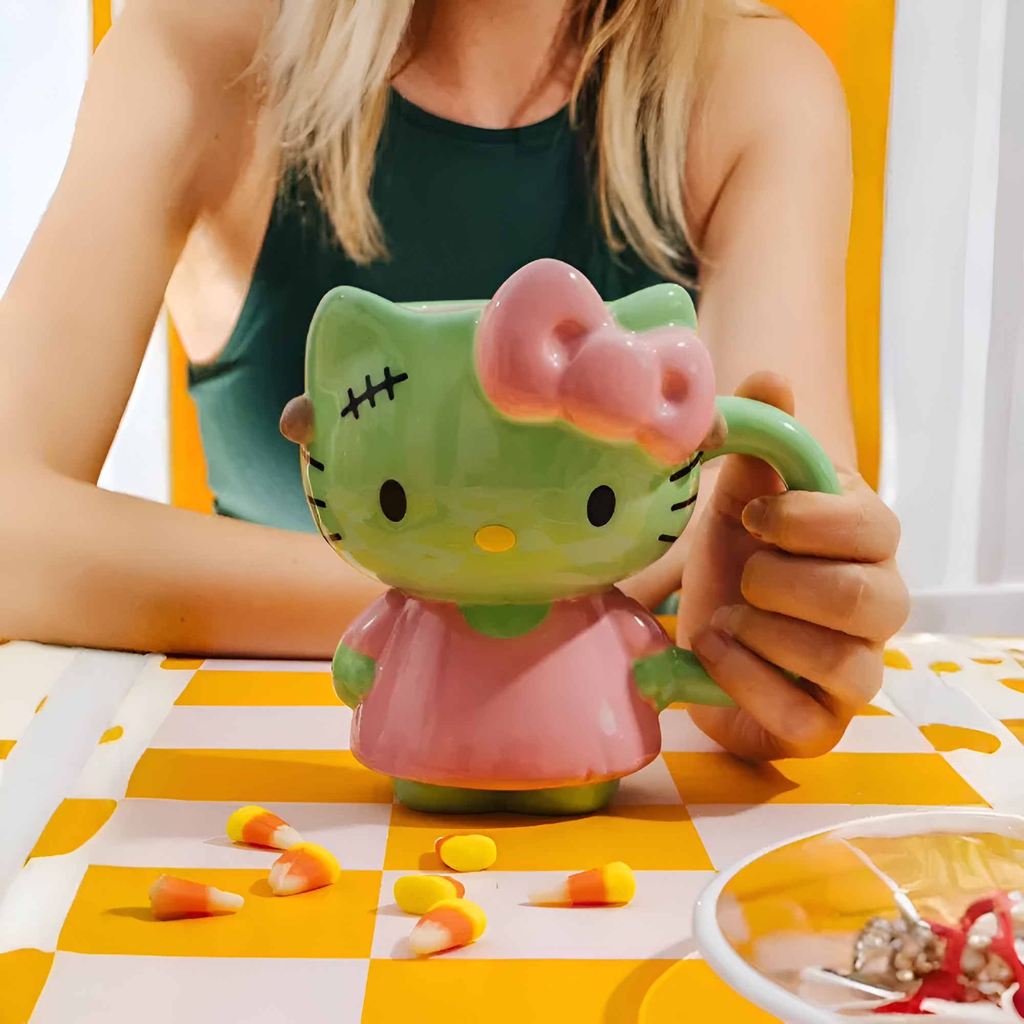 Hello Kitty Character Themed Frankenstein Sculpted Ceramic Mug
