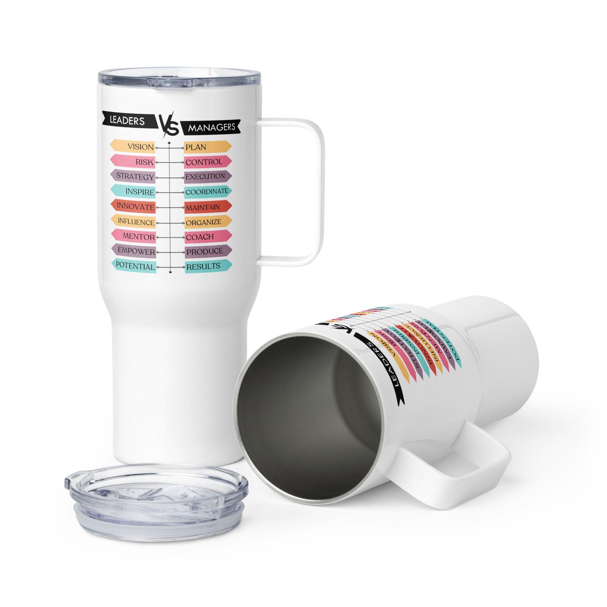 Leaders Vs Managers Travel Mug Highlights Key Traits For Growth - Inspire Cups