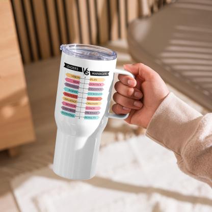 Leaders Vs Managers Travel Mug Highlights Key Traits For Growth - Inspire Cups