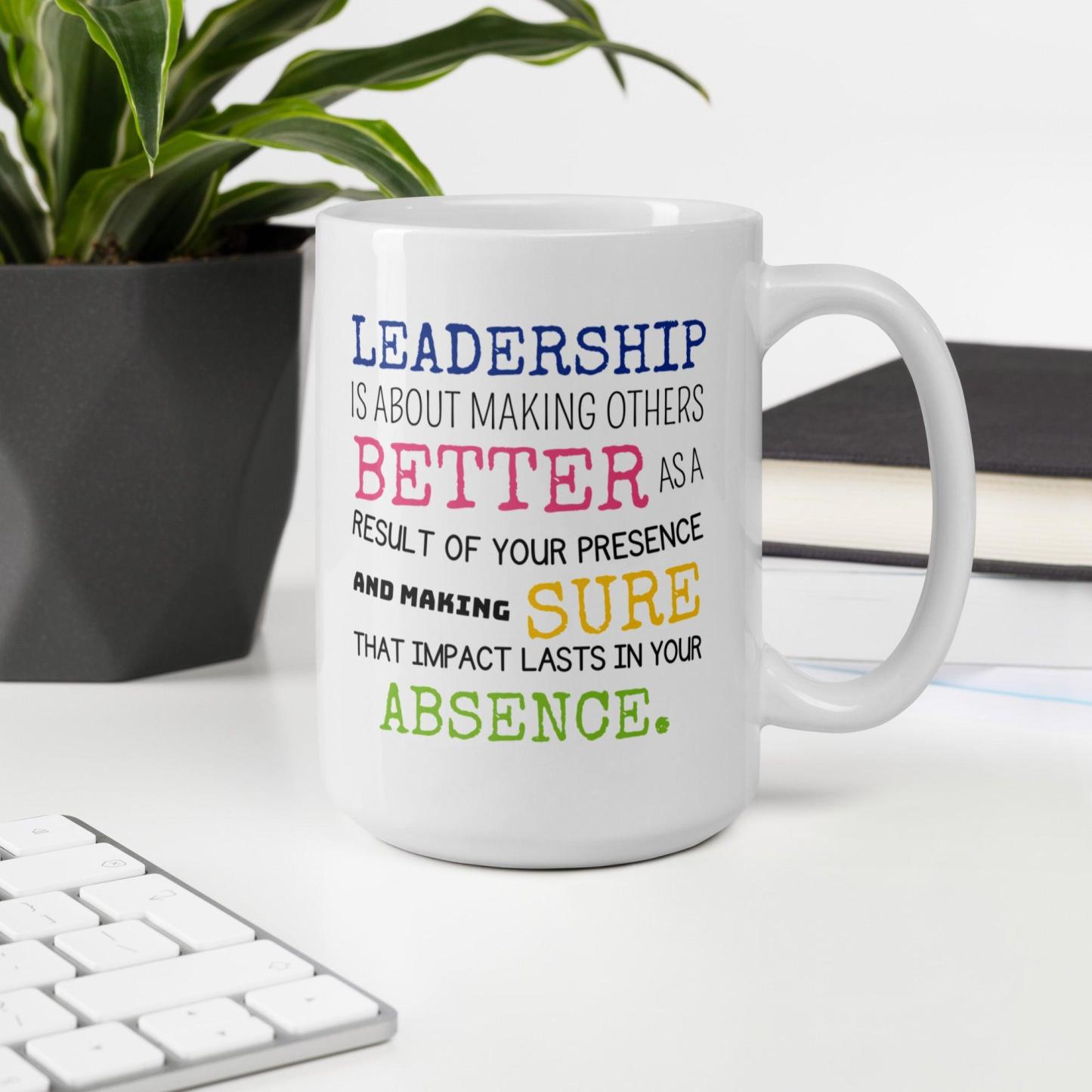 Leadership Quote Printed Mug for Daily Motivation - Durable Ceramic - Inspire Cups