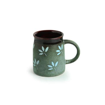 Set Of Two Leaf Pattern Ceramic Mugs - Inspire Cups
