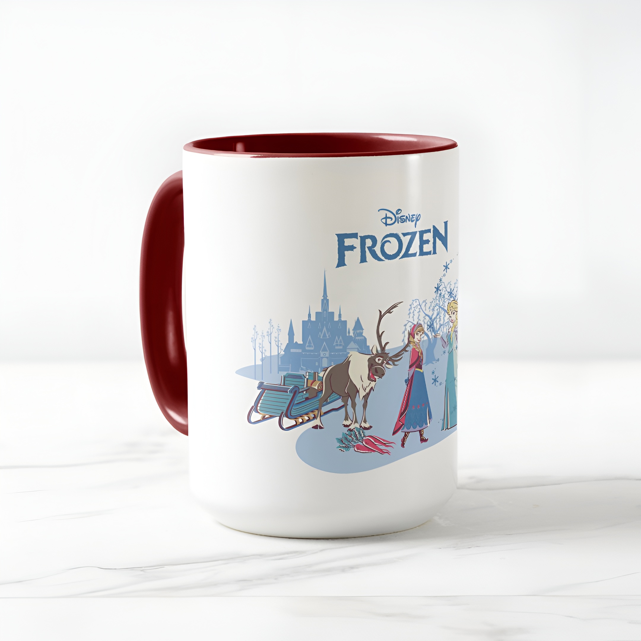 Frozen Blue Pastel Two-Tone Mug Sven Anna Elsa Olaf Ceramic Coffee Cup