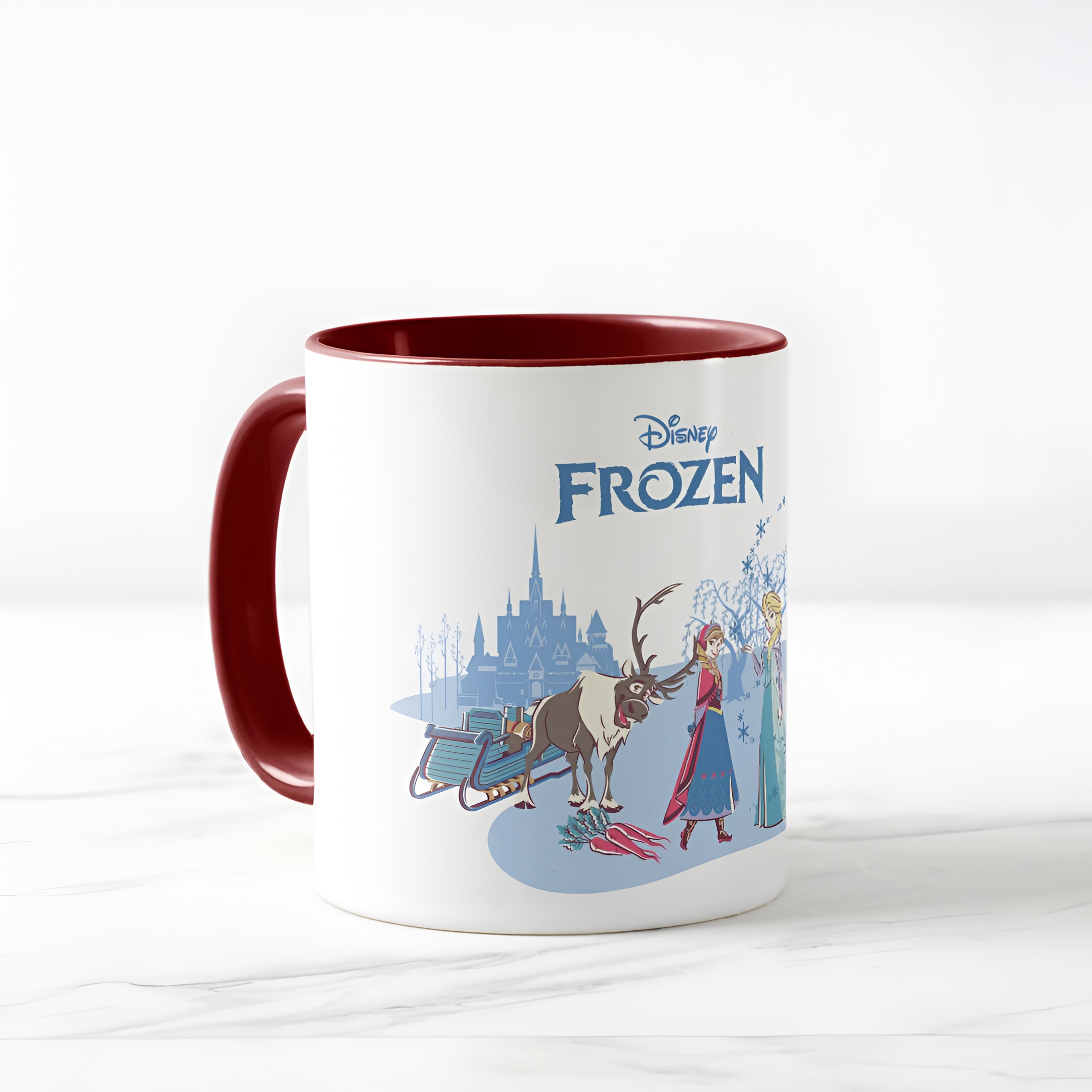 Frozen Blue Pastel Two-Tone Mug Sven Anna Elsa Olaf Ceramic Coffee Cup