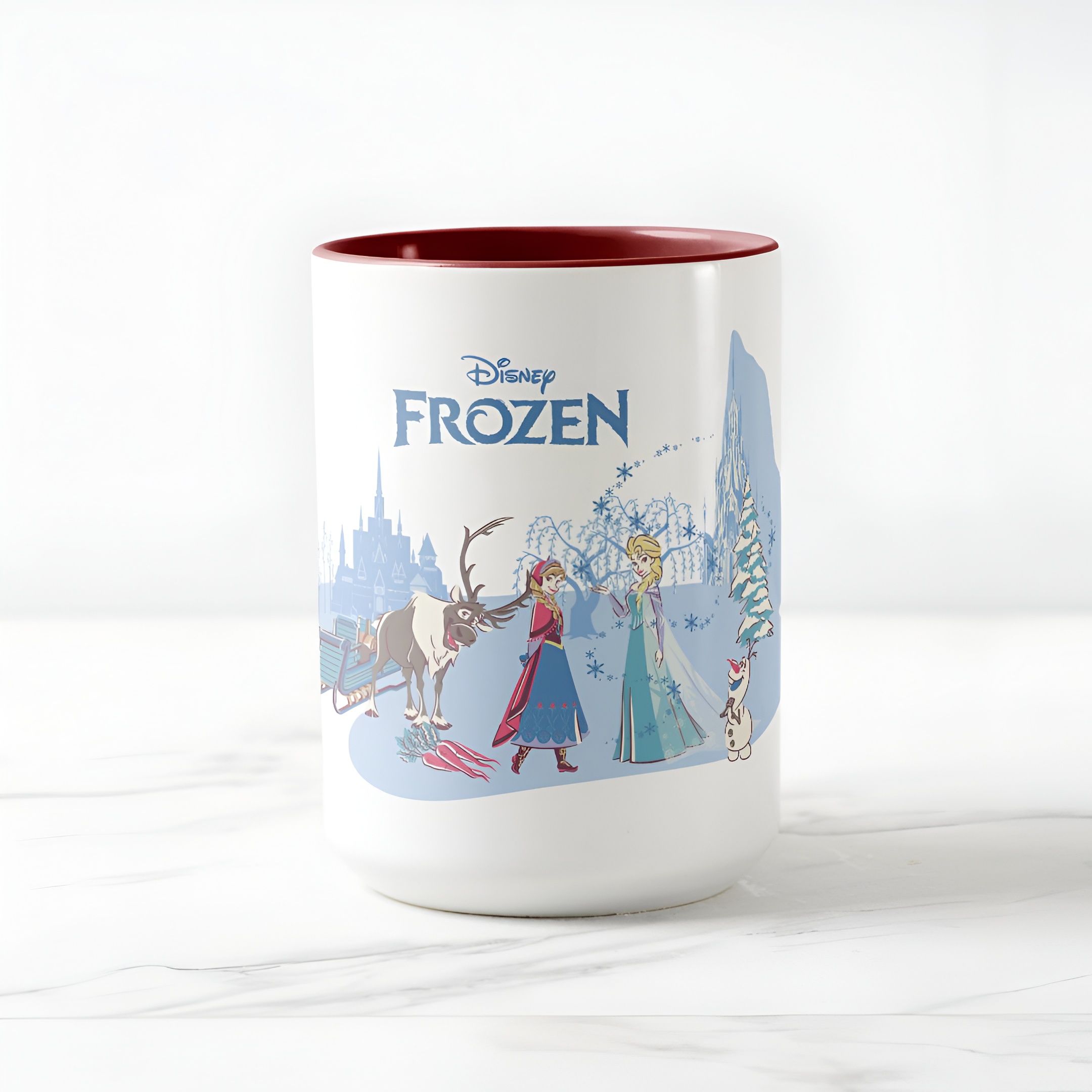 Frozen Blue Pastel Two-Tone Mug Sven Anna Elsa Olaf Ceramic Coffee Cup
