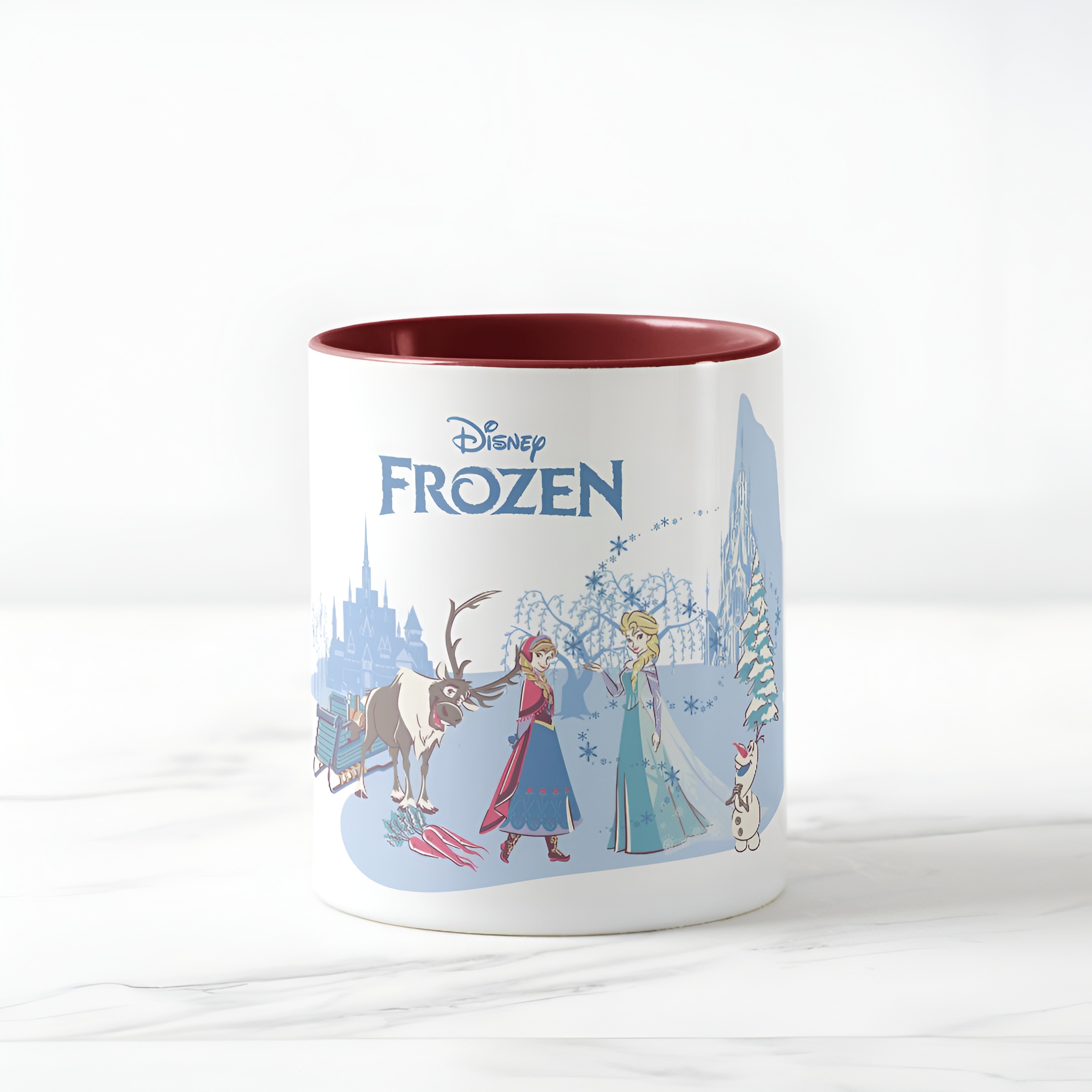 Frozen Blue Pastel Two-Tone Mug Sven Anna Elsa Olaf Ceramic Coffee Cup