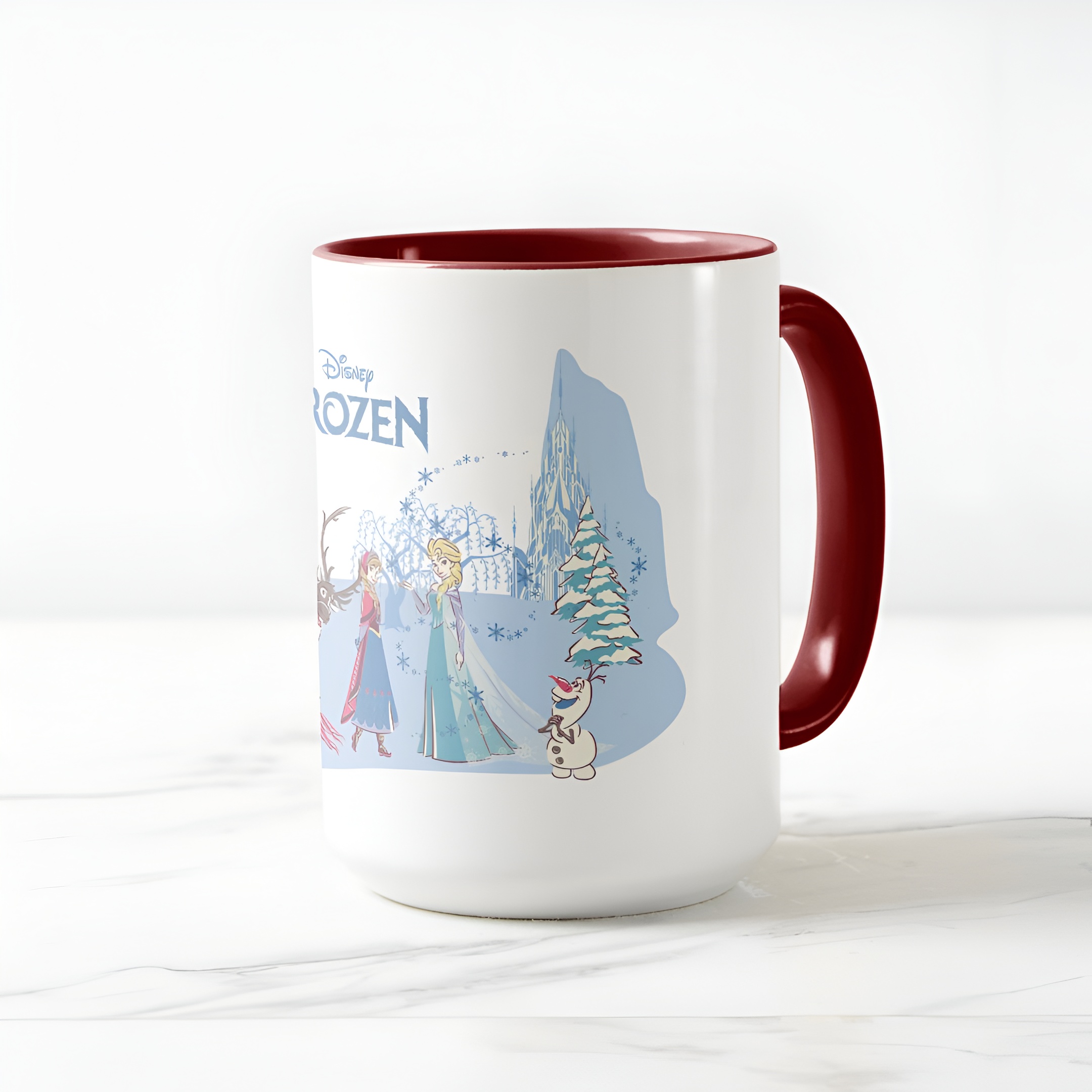 Frozen Blue Pastel Two-Tone Mug Sven Anna Elsa Olaf Ceramic Coffee Cup