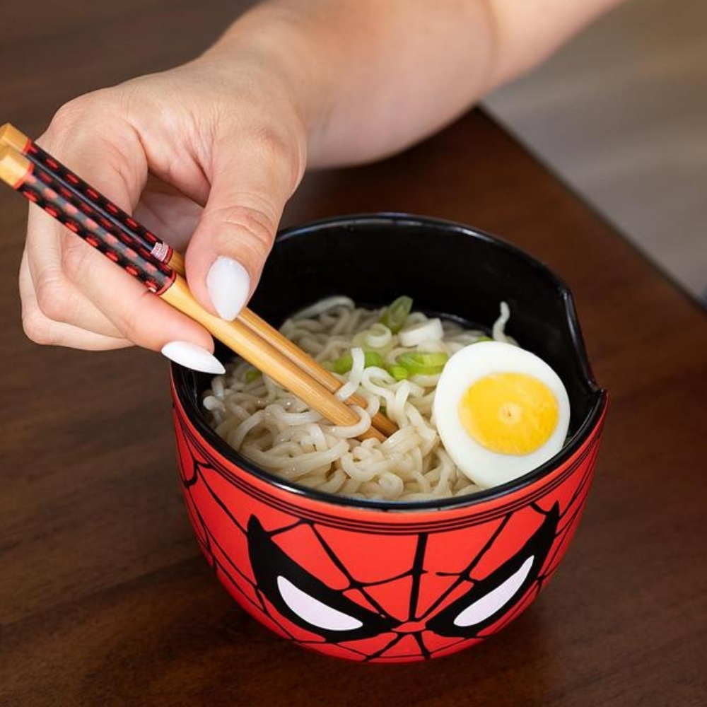 Marvel Spider-Man Face 20-Ounce Ramen Bowl and Chopstick Set