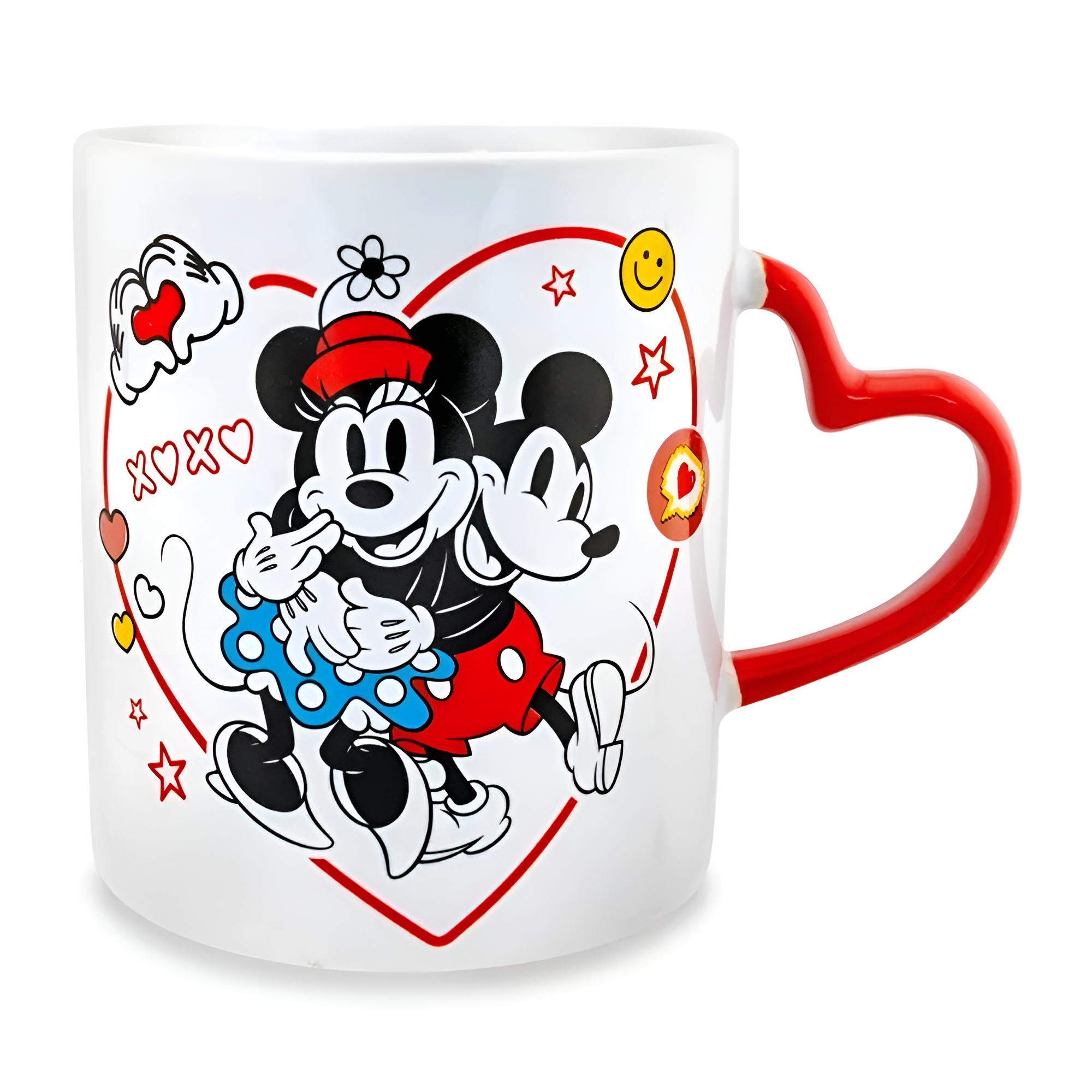 Mickey and Minnie Mouse Icons Ceramic Mug With Sculpted Handle