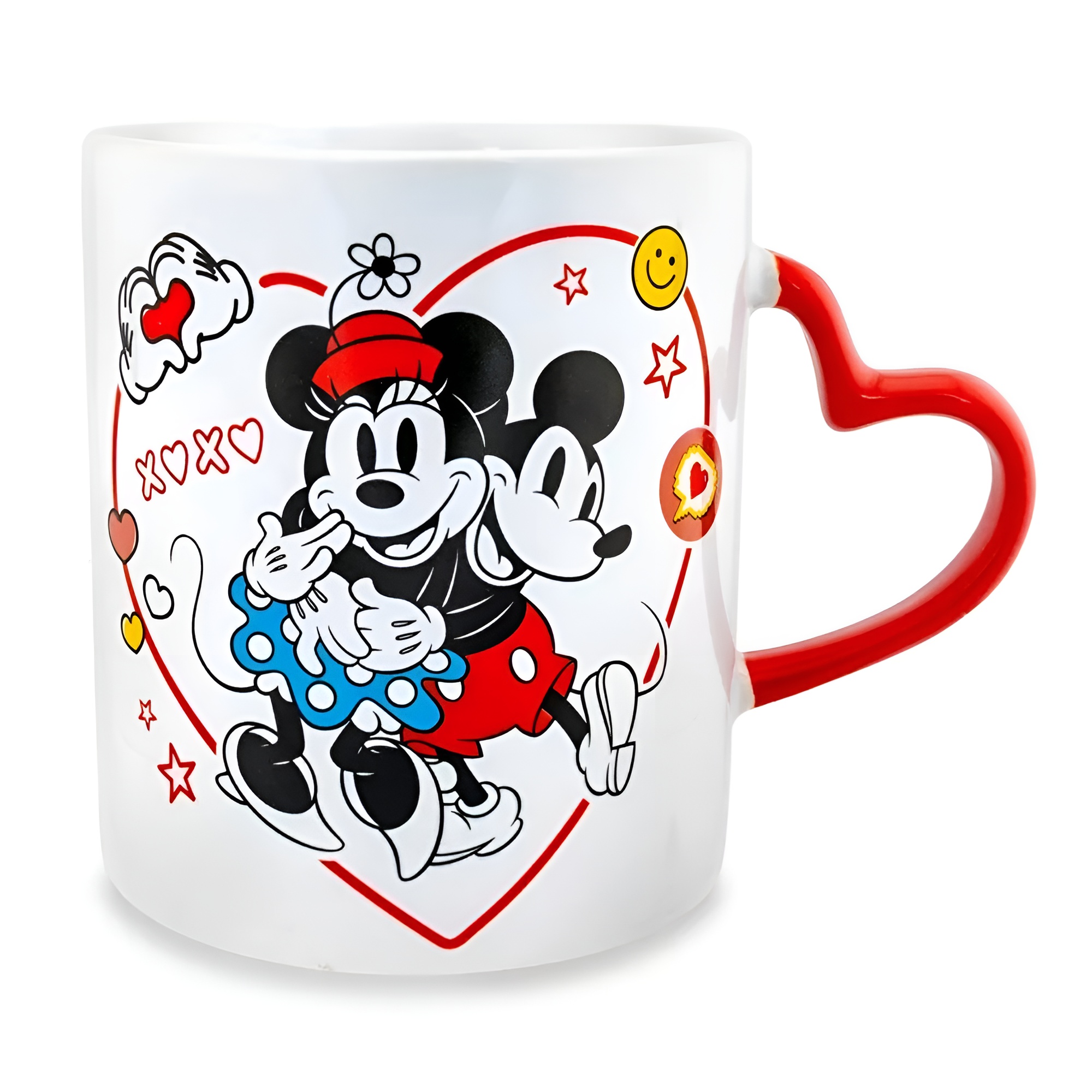 Mickey and Minnie Mouse Icons Ceramic Mug With Sculpted Handle