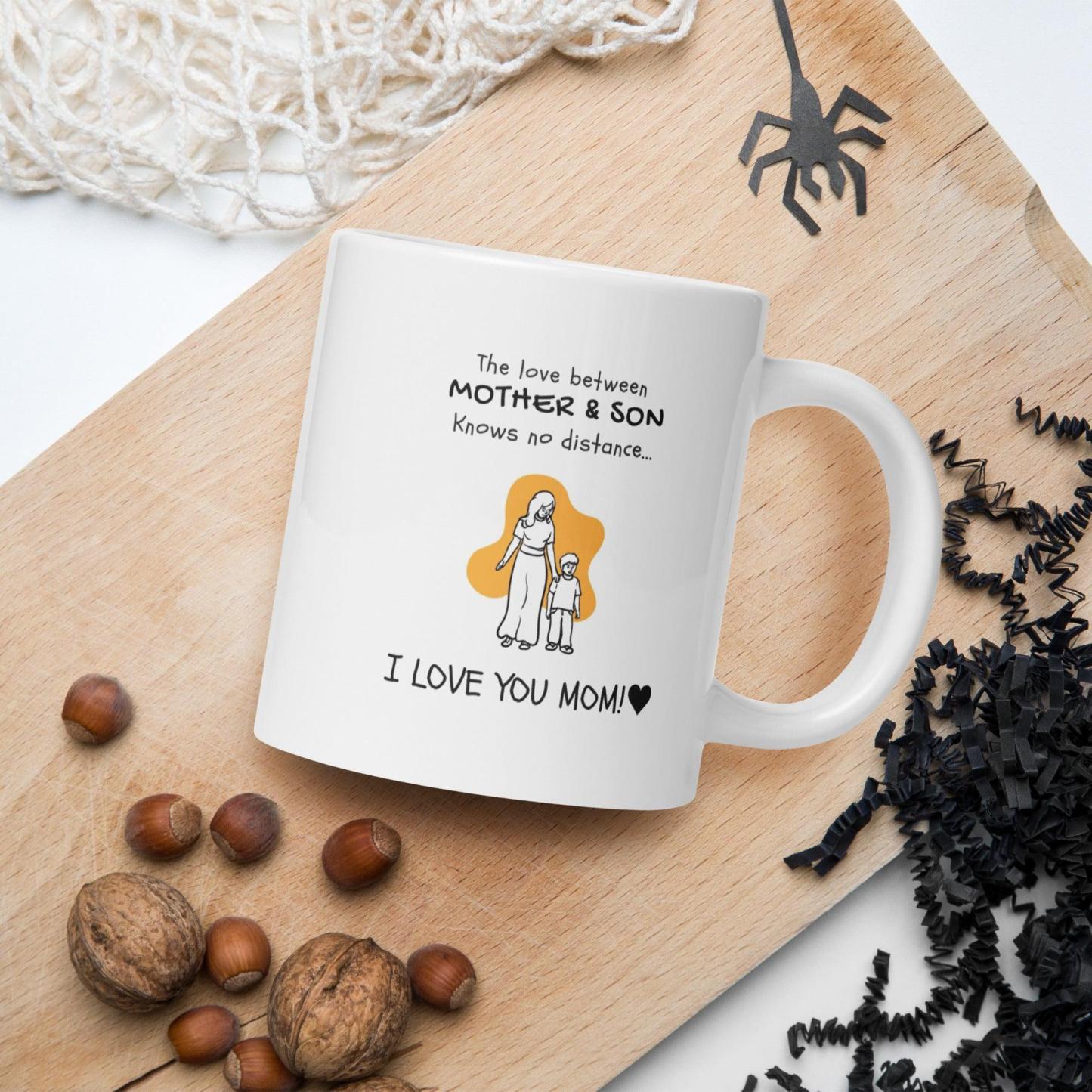 Mom Son Bonding Printed Mug featuring a heartfelt illustration - Inspire Cups