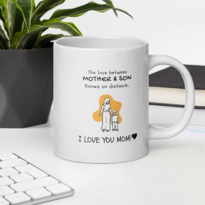Mom Son Bonding Printed Mug featuring a heartfelt illustration - Inspire Cups