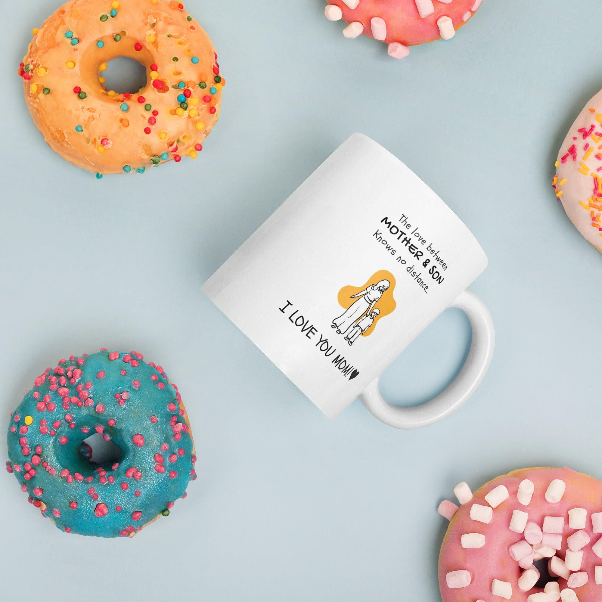 Mom Son Bonding Printed Mug featuring a heartfelt illustration - Inspire Cups