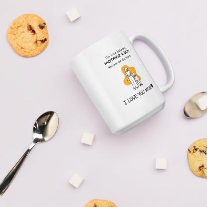 Mom Son Bonding Printed Mug featuring a heartfelt illustration - Inspire Cups