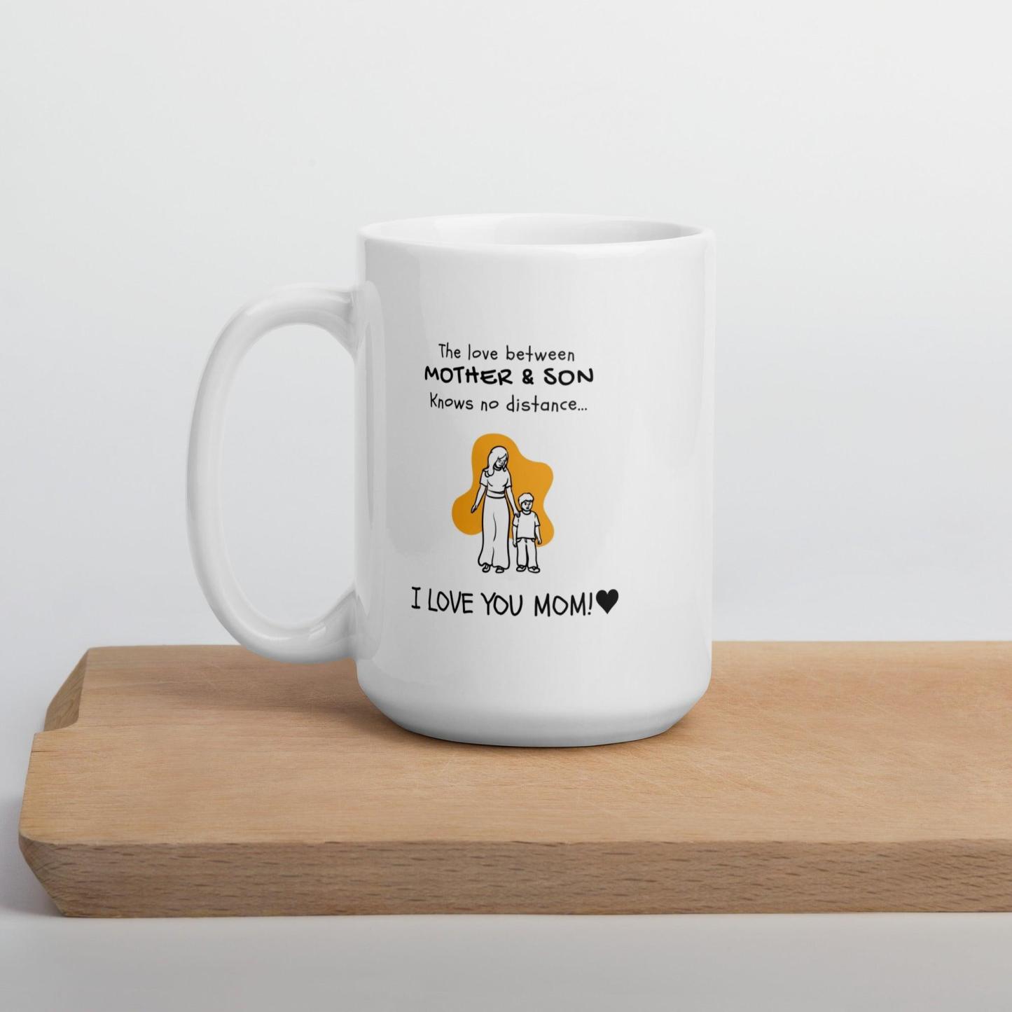 Mom Son Bonding Printed Mug featuring a heartfelt illustration - Inspire Cups