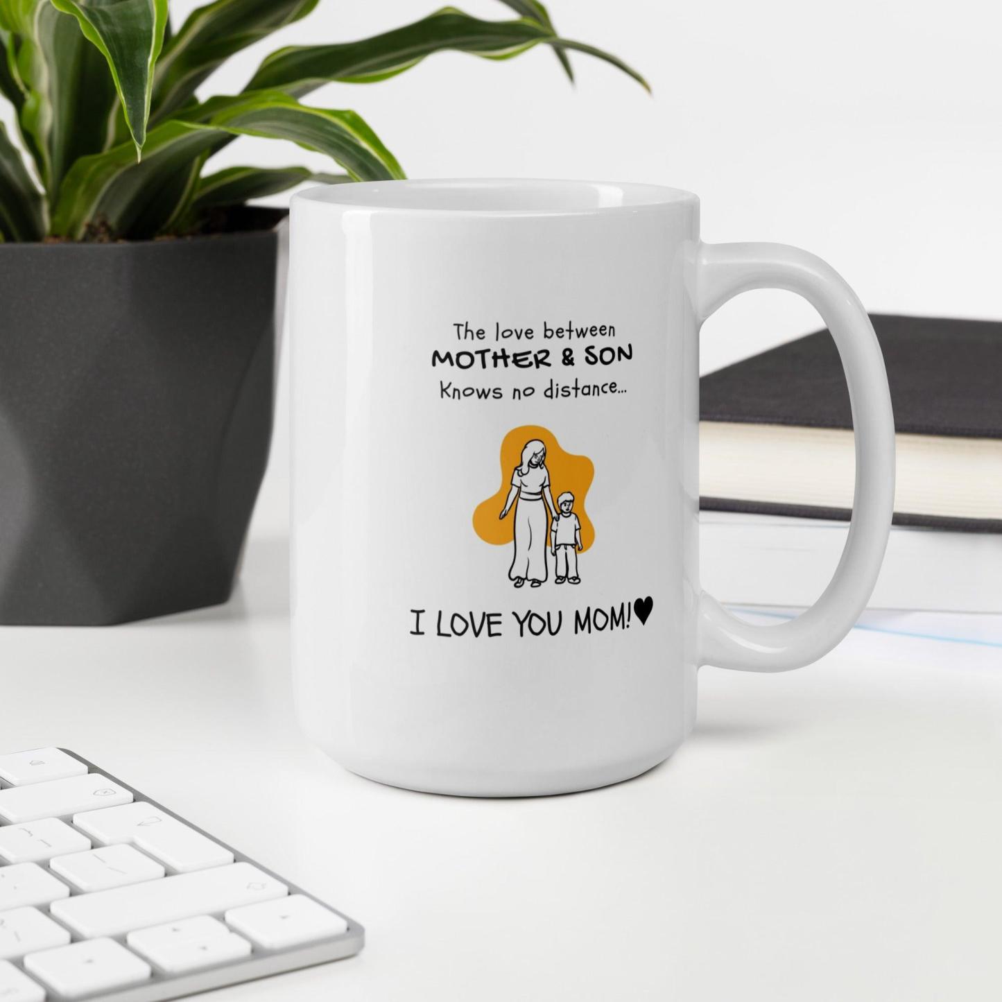 Mom Son Bonding Printed Mug featuring a heartfelt illustration - Inspire Cups