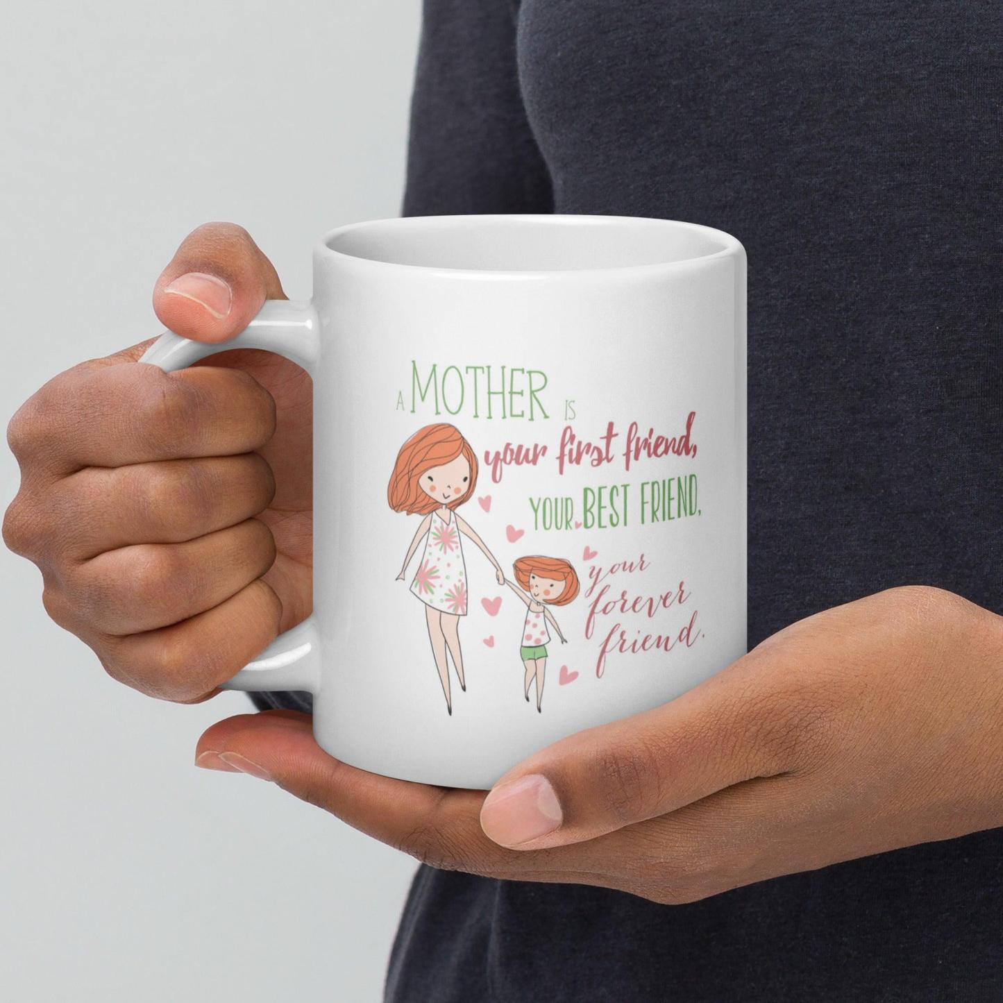 Mother Is First Friend Mug with Hand-Drawn Art and Durable Ceramic - Inspire Cups