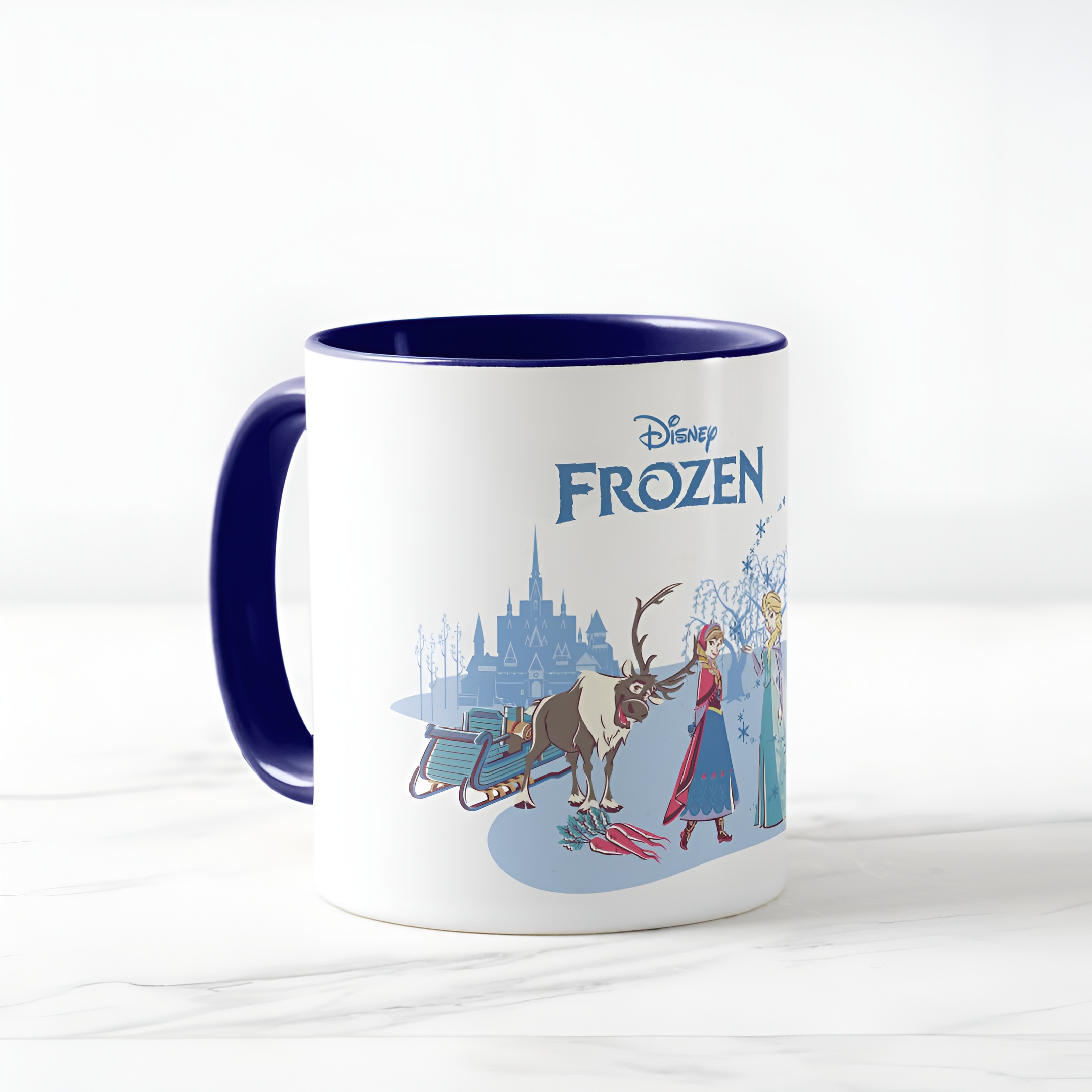 Frozen Blue Pastel Two-Tone Mug Sven Anna Elsa Olaf Ceramic Coffee Cup