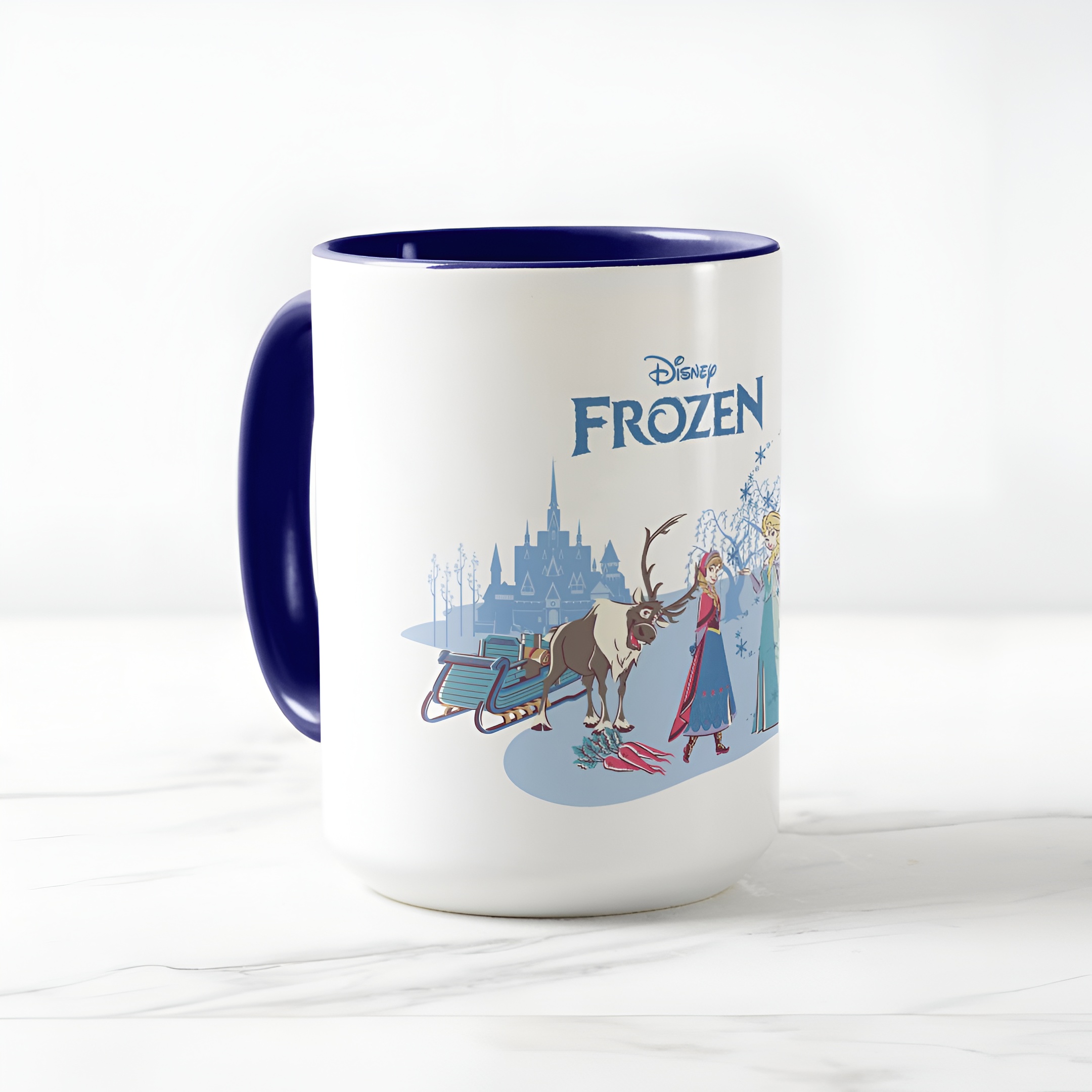 Frozen Blue Pastel Two-Tone Mug Sven Anna Elsa Olaf Ceramic Coffee Cup