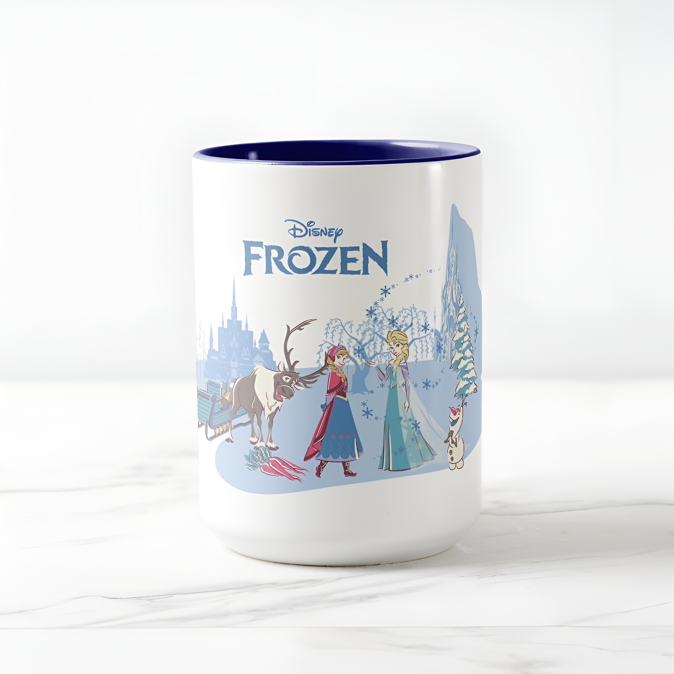 Frozen Blue Pastel Two-Tone Mug Sven Anna Elsa Olaf Ceramic Coffee Cup
