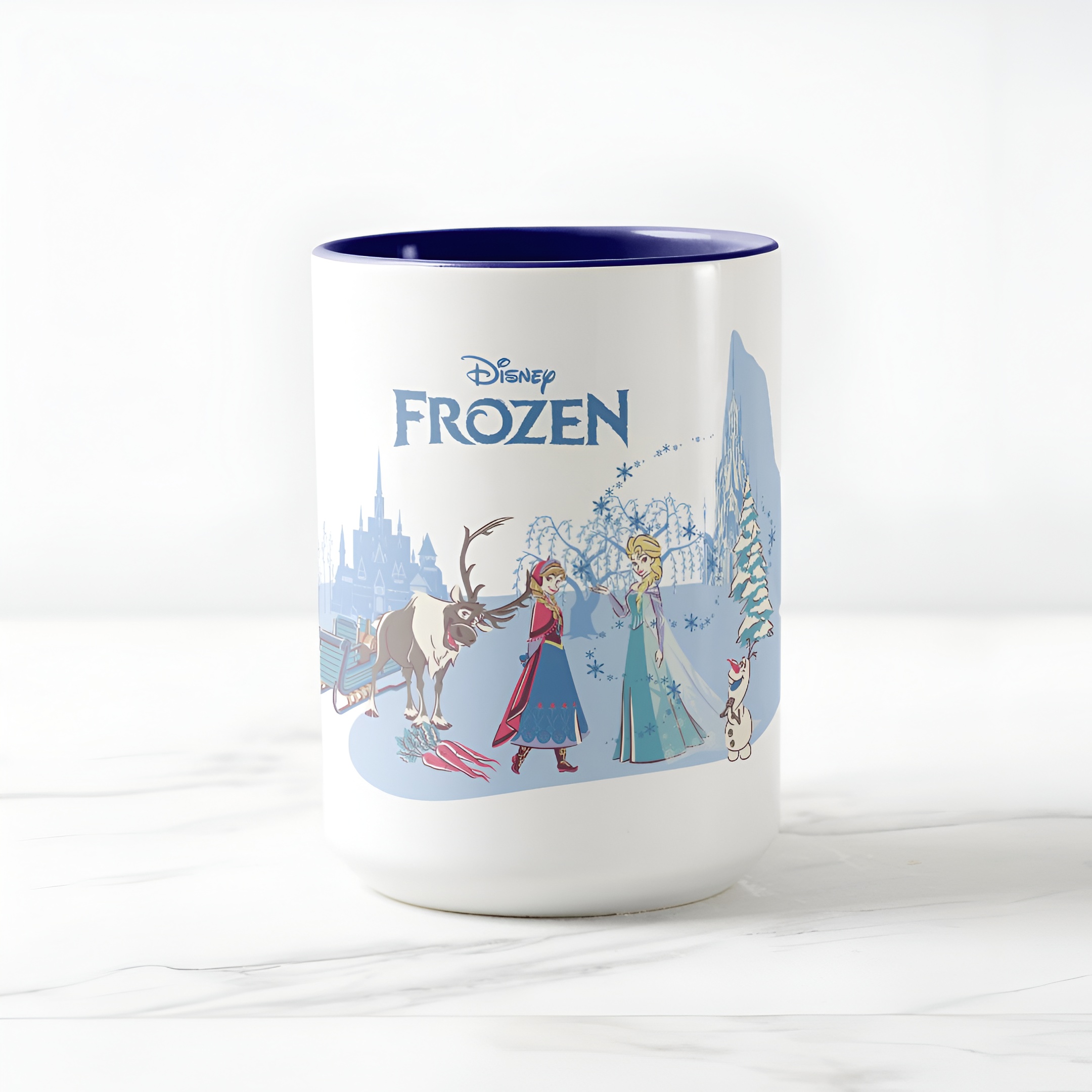 Frozen Blue Pastel Two-Tone Mug Sven Anna Elsa Olaf Ceramic Coffee Cup