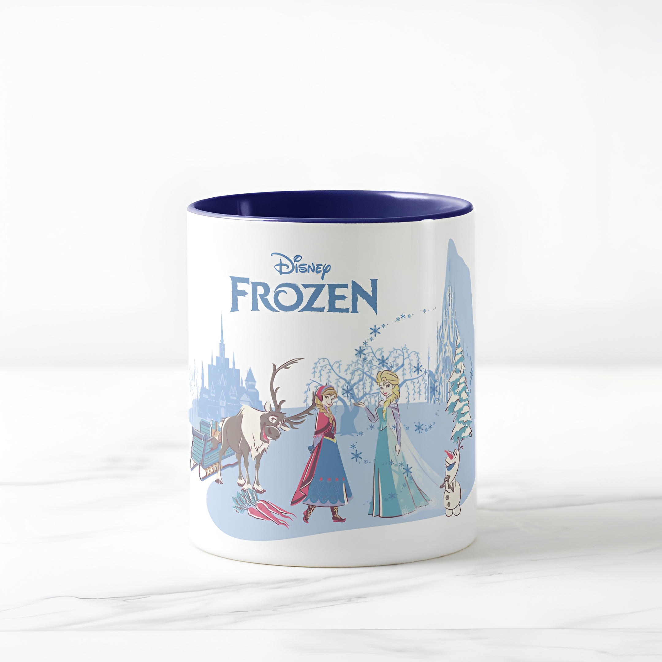 Frozen Blue Pastel Two-Tone Mug Sven Anna Elsa Olaf Ceramic Coffee Cup