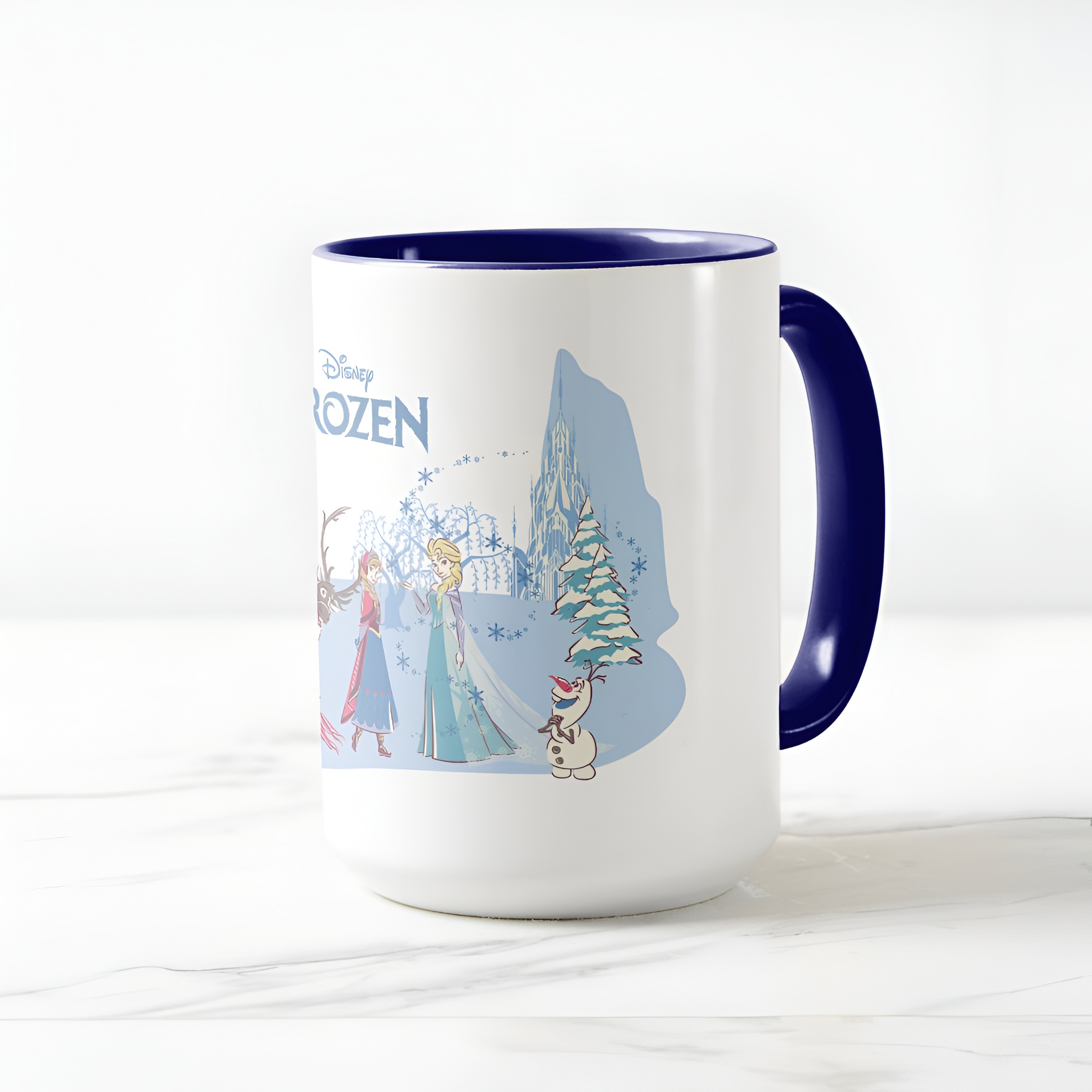 Frozen Blue Pastel Two-Tone Mug Sven Anna Elsa Olaf Ceramic Coffee Cup